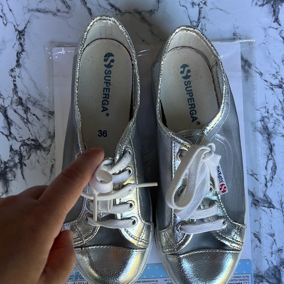 SUPERGA Plattform Gray/Silver Transparent Sneaker - Picture 6 of 7